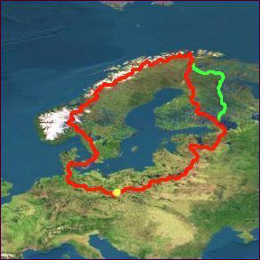 Mapa trasy: Droga na Nordkapp
